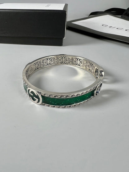 Double Gucci Interlocking Gucci Bangle Wide Bracelet