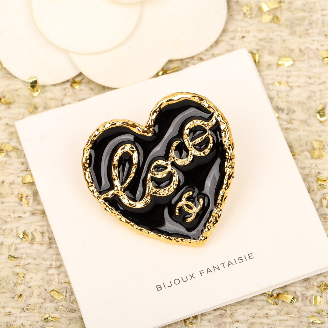18K  Chanel Black Heart Brooch
