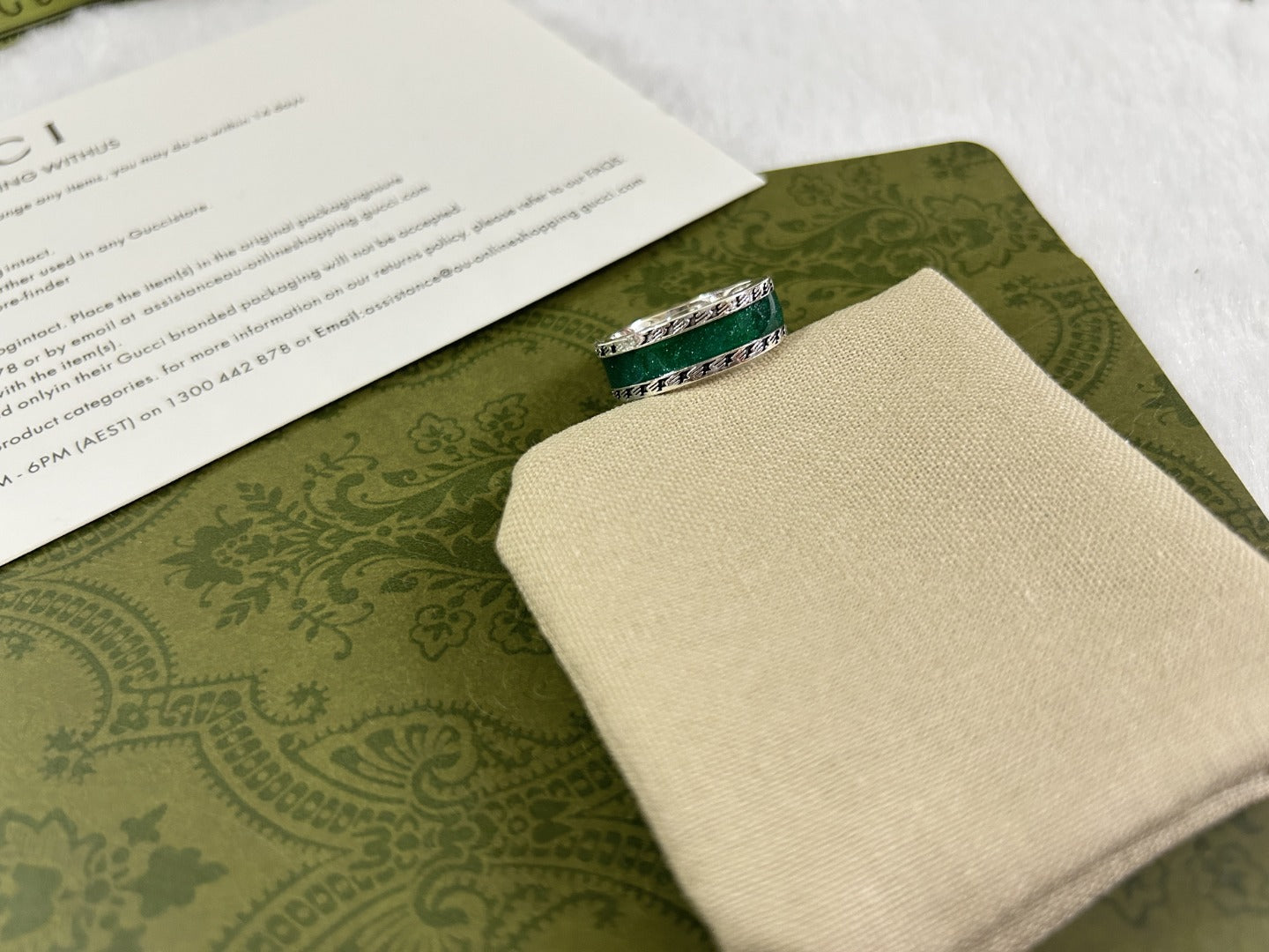 Double Gucci Interlocking Gucci Turquoise Enamel Ring