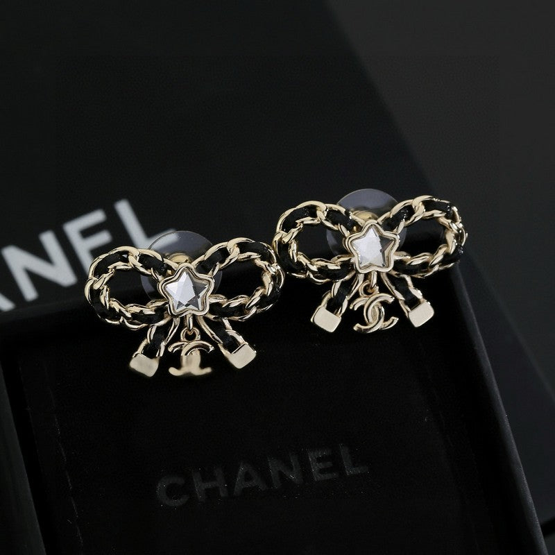 18K  Chanel Butterfly Pendant Earrings