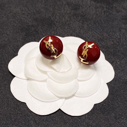 18K YSL White & Red Earrings