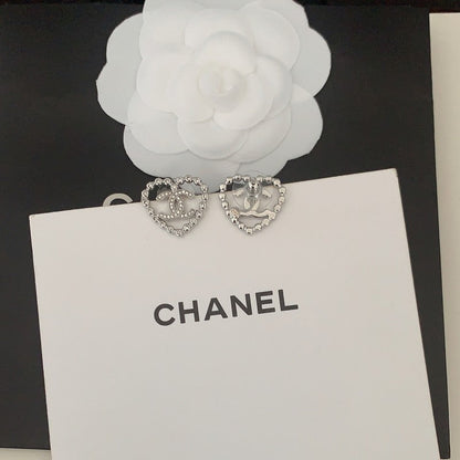 18K  Chanel Black Heart Diamond Earrings
