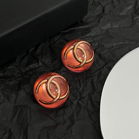 18K Vintage  Chanel Red Crystal Earrings