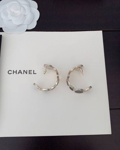 18K  Chanel Black Crystals Earrings