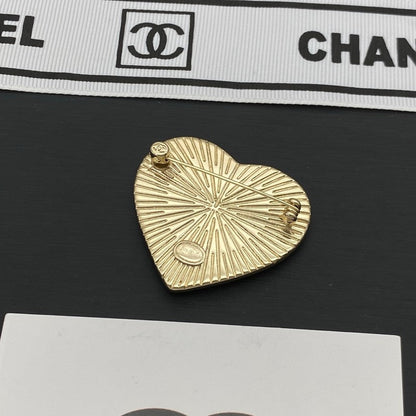 18K  Chanel Black Heart Gold Brooch