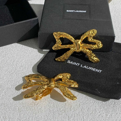 18K YSL 26C Butterfly Gold Earrings