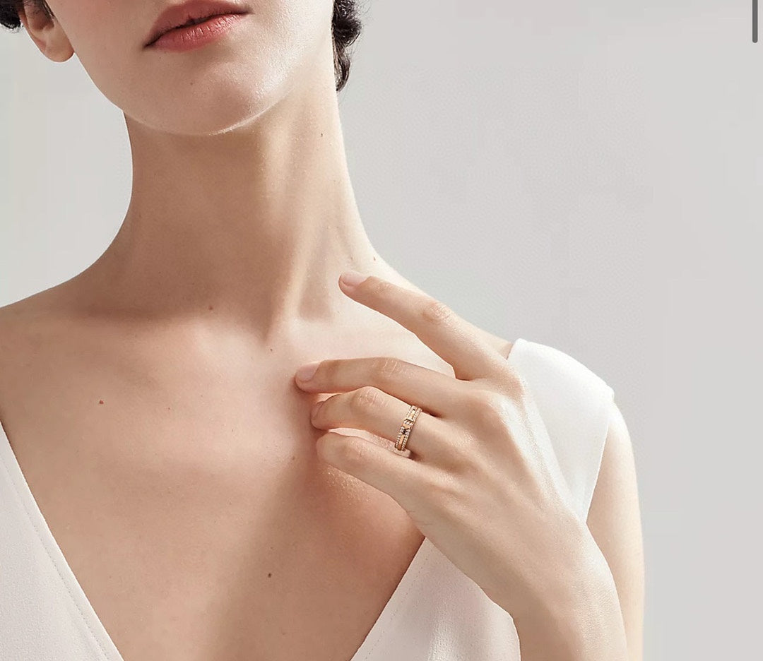 18K Tiffany Narrow Pave Diamond Ring