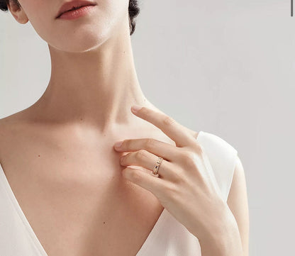 18K Tiffany Narrow Pave Diamond Ring