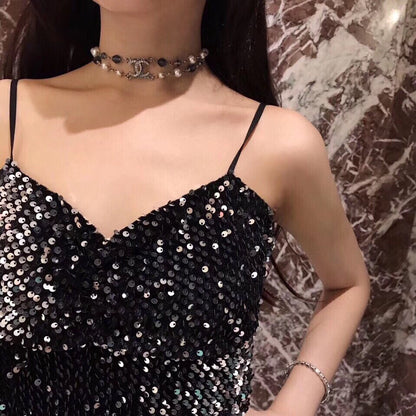 18K  Chanel Blue Resin Necklace