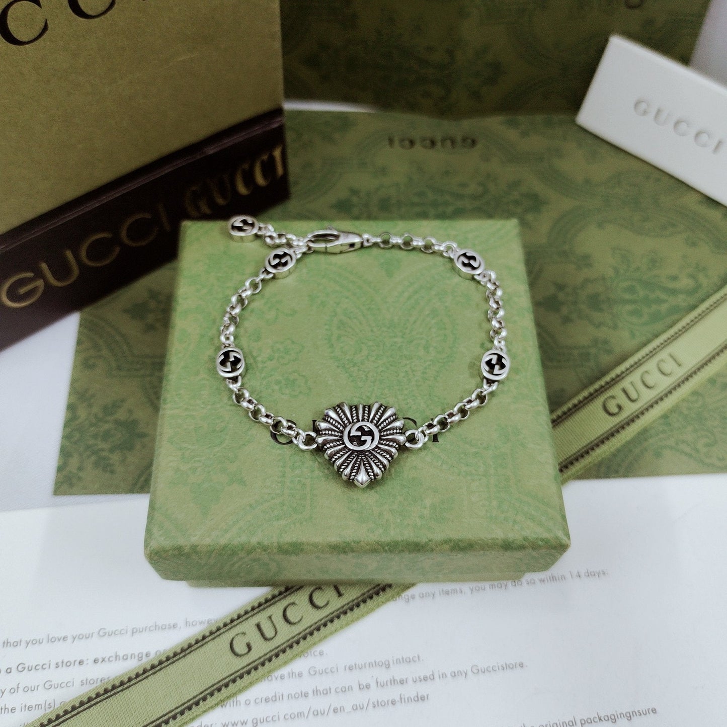 Double Gucci Interlocking Gucci Heart Bracelet