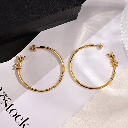 18K YSL Circle Gold Earrings