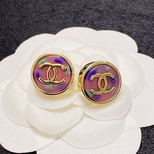18K  Chanel Colorful Round Earrings