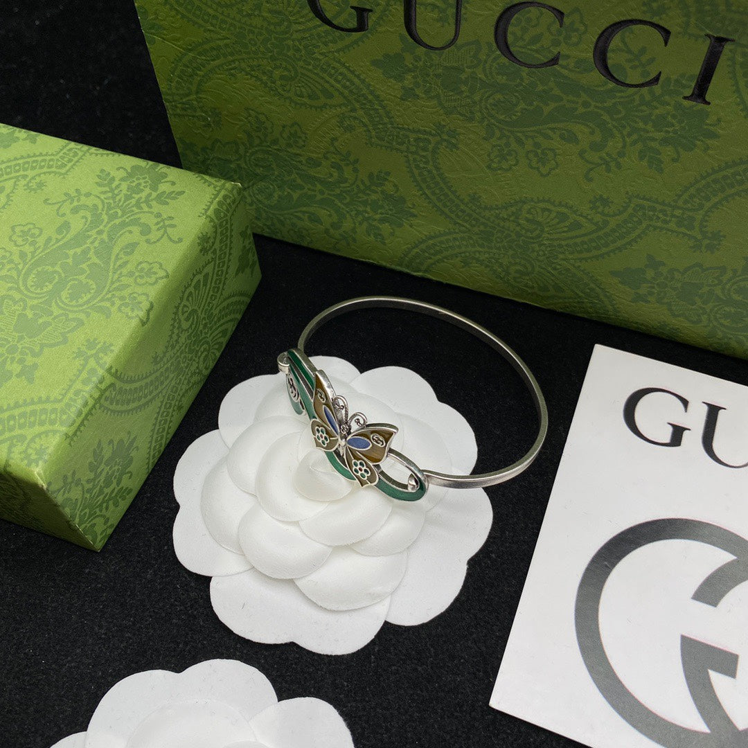 Double Gucci Interlocking Gucci & Butterfly Bracelet