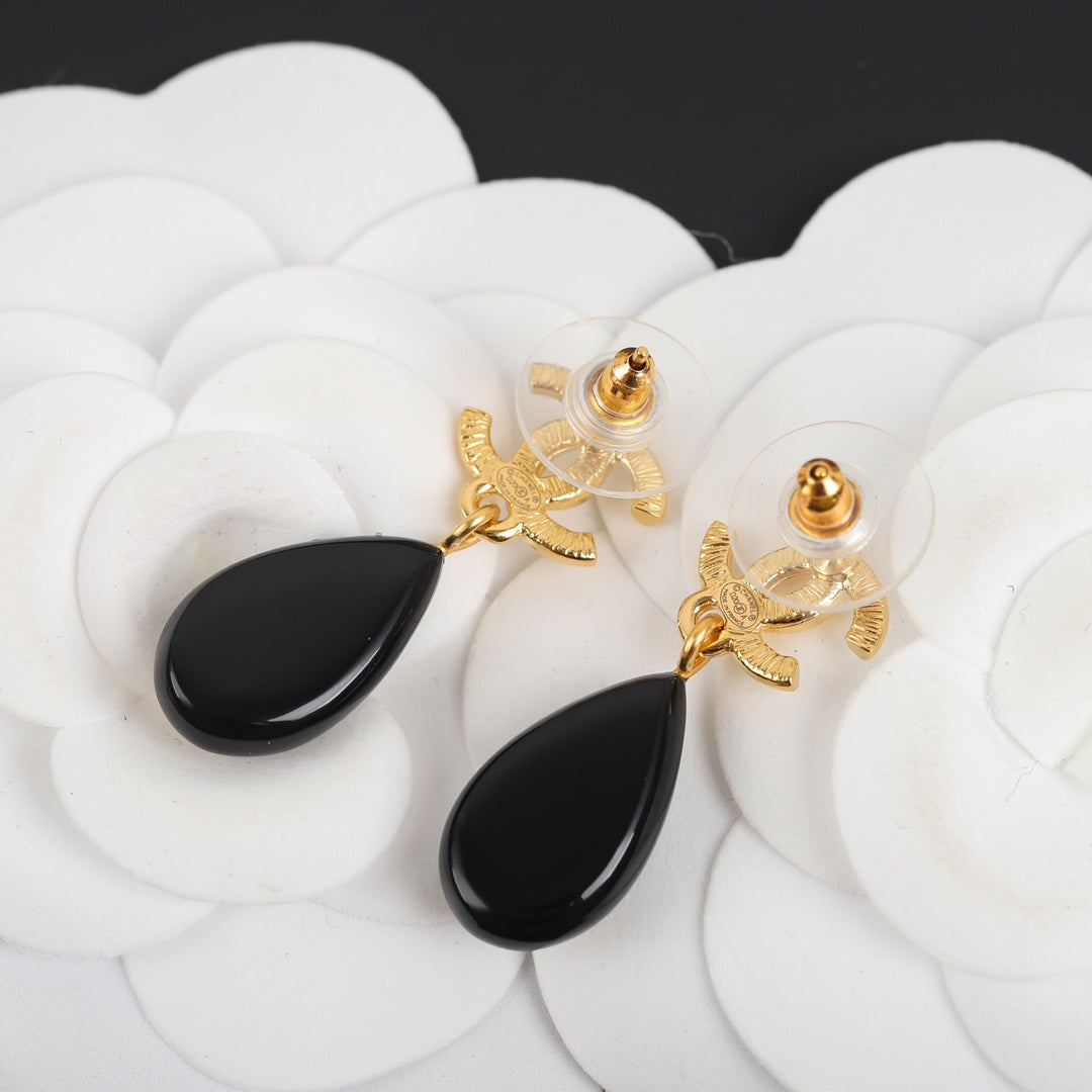 18K  Chanel Camellia Pendant Earrings