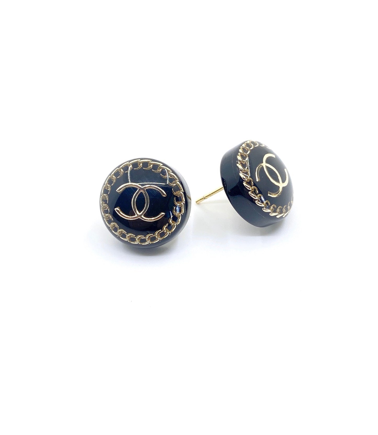 18K  Chanel Circle Resin Earrings
