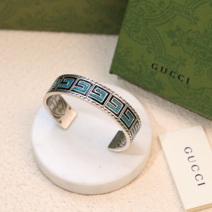 Double Gucci Cube Green Wide Bracelet