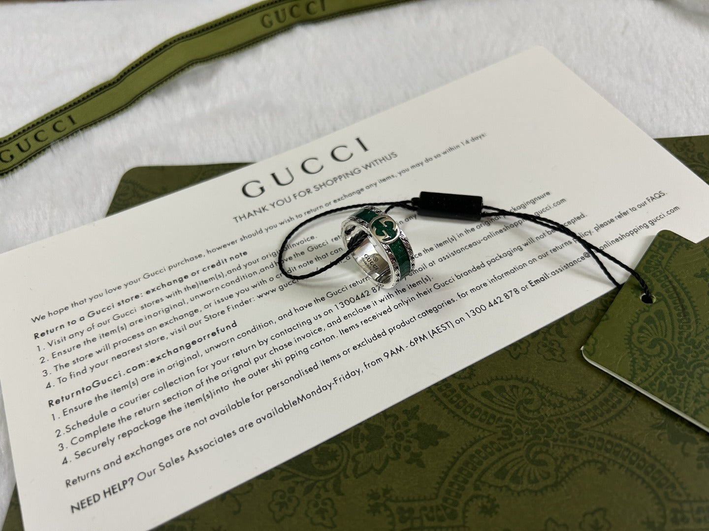 Double Gucci Interlocking Gucci Turquoise Enamel Ring