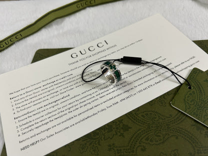 Double Gucci Interlocking Gucci Turquoise Enamel Ring