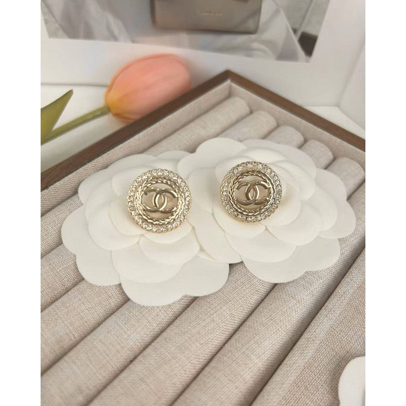 18K  Chanel Classic Diamond Earrings