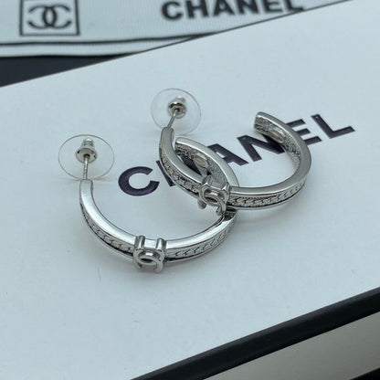 18K  Chanel Circle Zircon Earrings