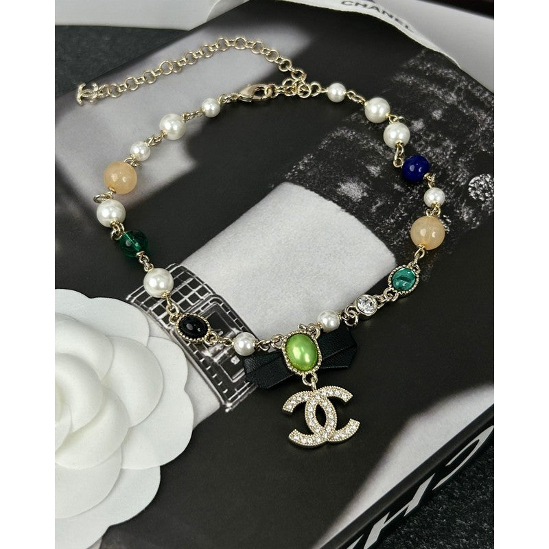 18K  Chanel Crystal Bow Necklace