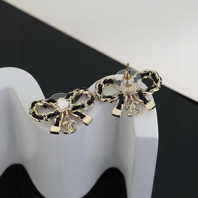 18K  Chanel Butterfly Pendant Earrings