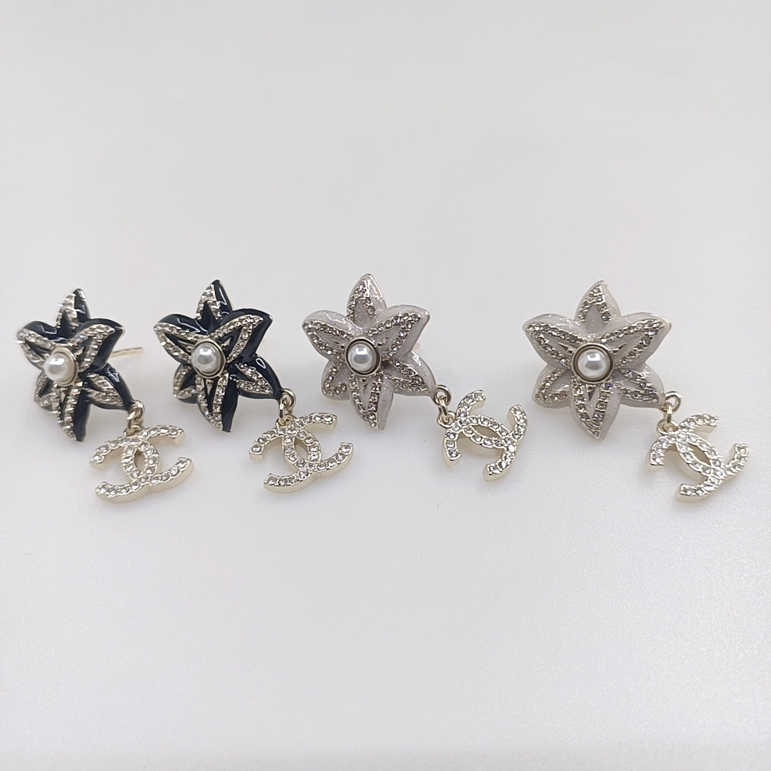 18K  Chanel Camellia Pendant Earrings