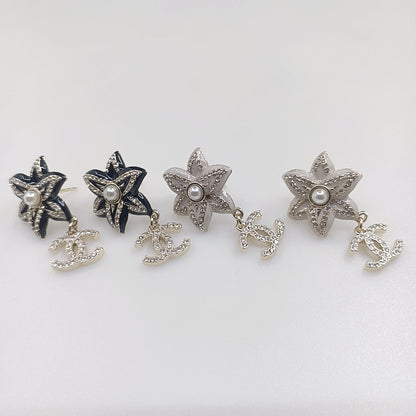 18K  Chanel Camellia Pendant Earrings