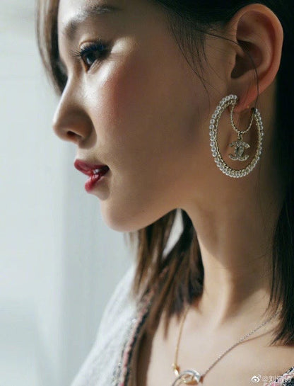 18K  Chanel Circle Earrings
