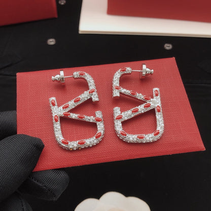 18K Valentino Red Crystal Earrings
