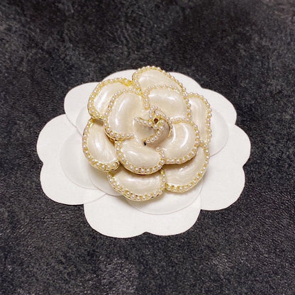 18K  Chanel Camellia Black & White Brooch