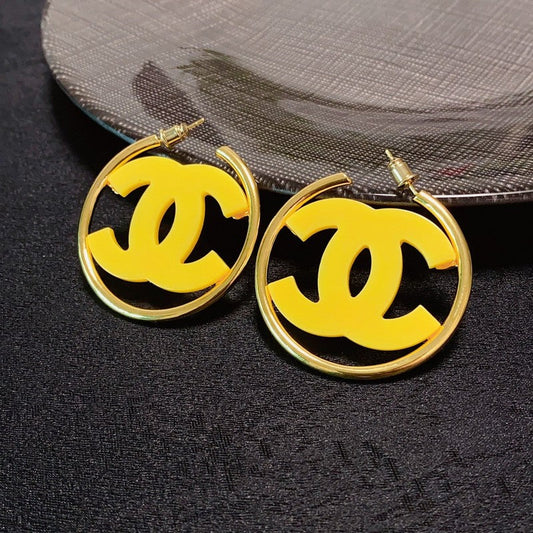 18K  Chanel Color Logo Earrings
