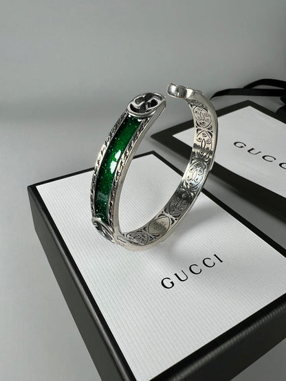Double Gucci Interlocking Gucci Bangle Wide Bracelet
