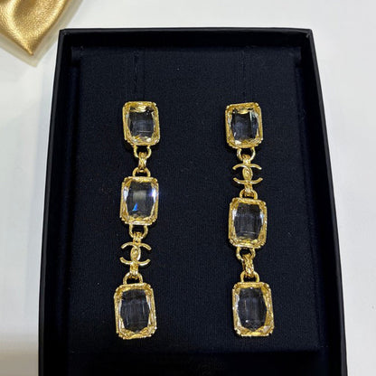 18K  Chanel 26P Crystal Gold Earrings