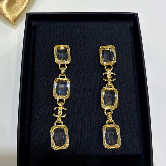 18K  Chanel 26P Crystal Gold Earrings