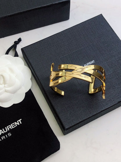 18K YSL Monogram Cuff Bracelet