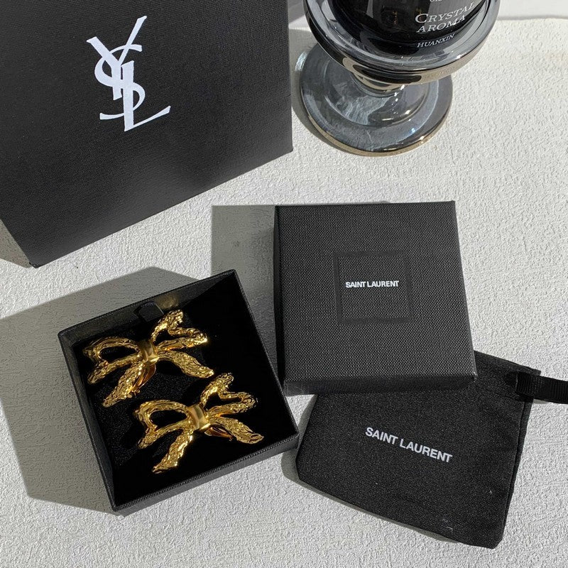 18K YSL 26C Butterfly Gold Earrings