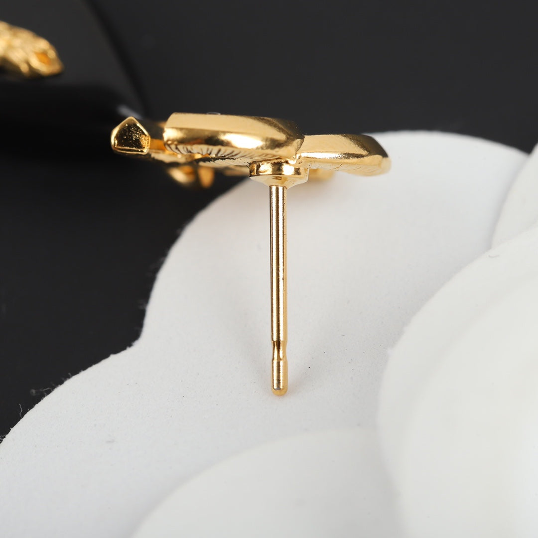 18K  Chanel Camellia Pendant Earrings