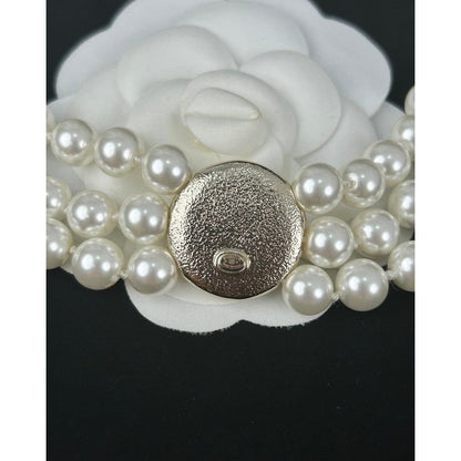 18K  Chanel Choker Pearl Chain Necklace