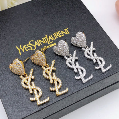 18K YSL Heart Diamonds Earrings