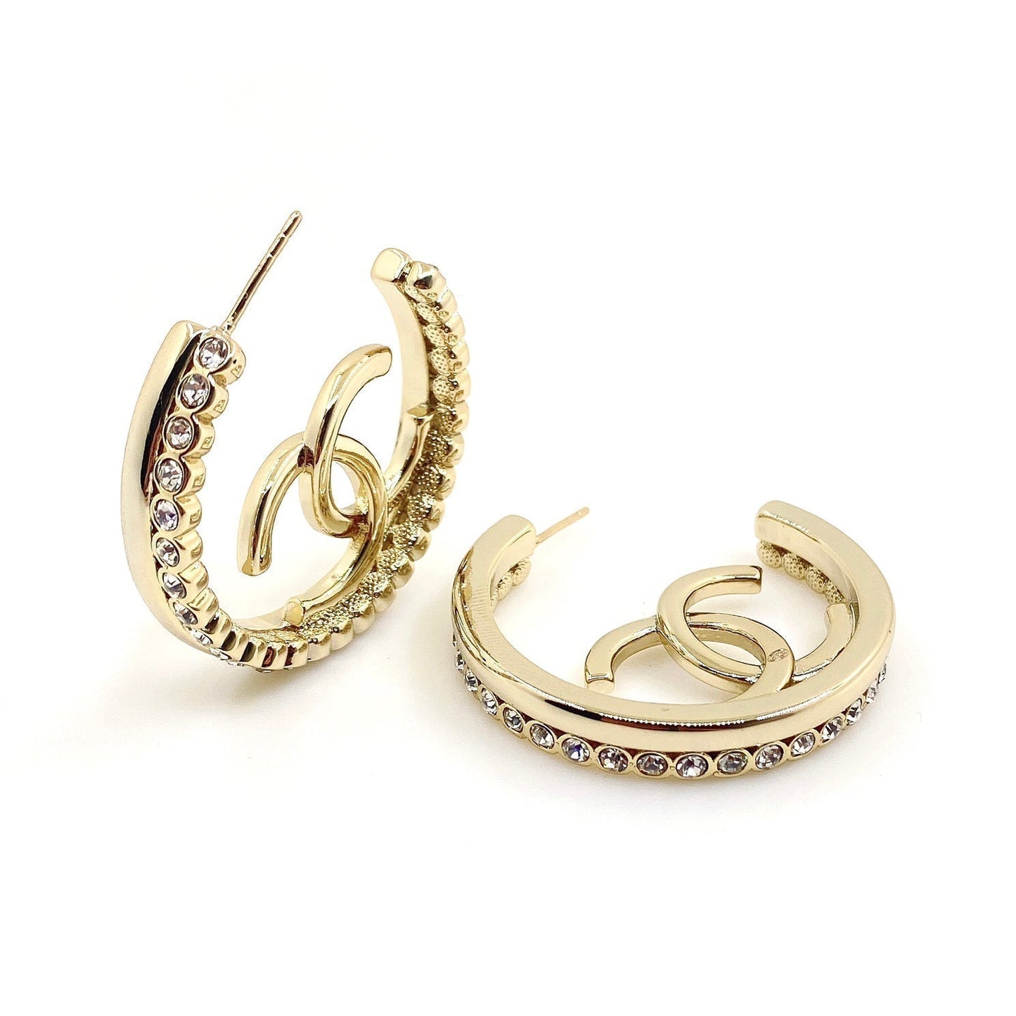 18K  Chanel Circle Crystals Earrings