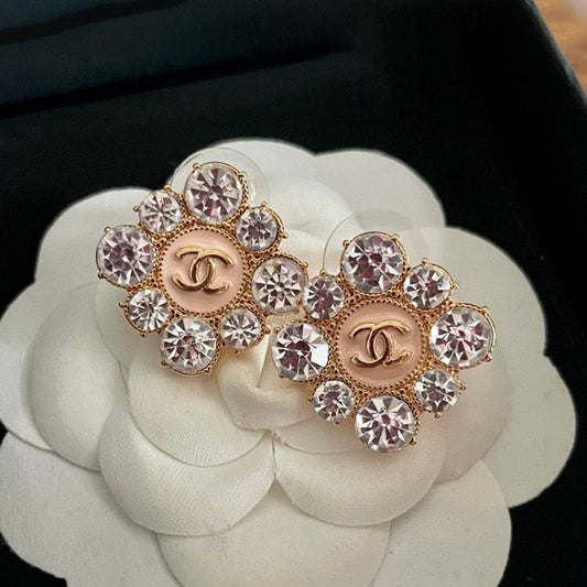 18K  Chanel Color Flower Diamond Earrings