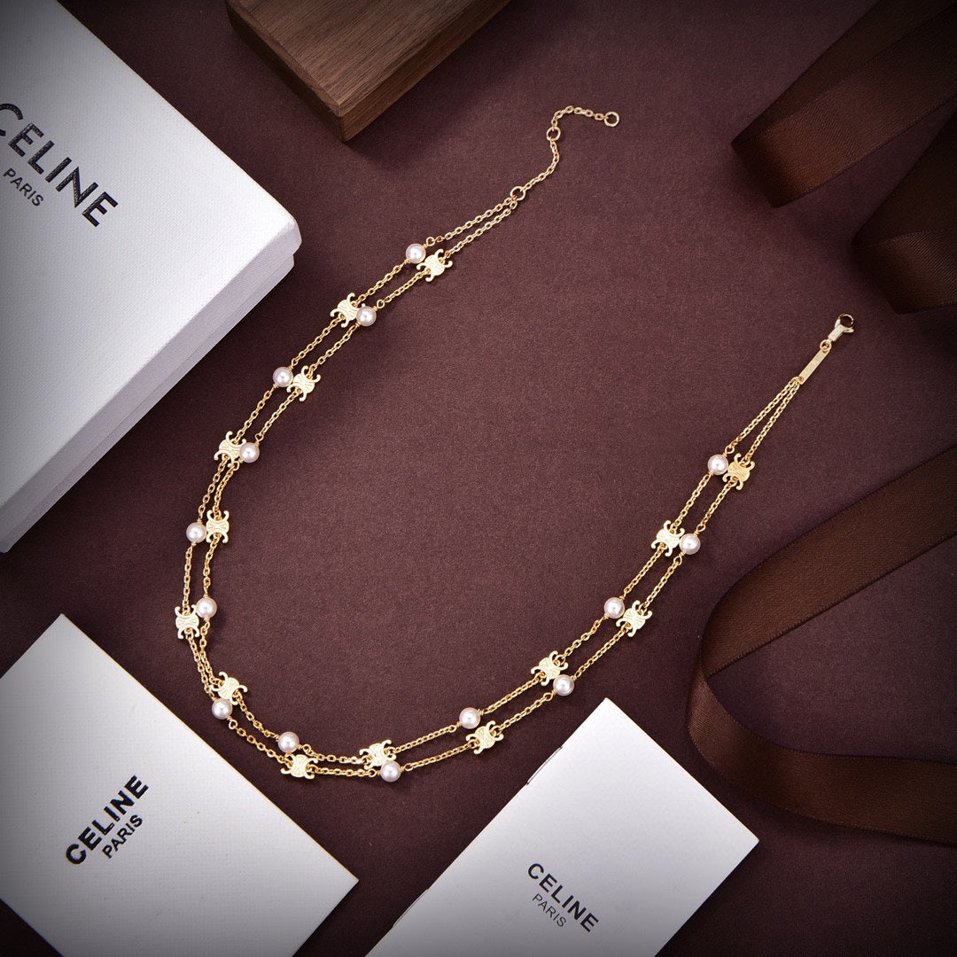 18K Celine Pearl Double Necklace