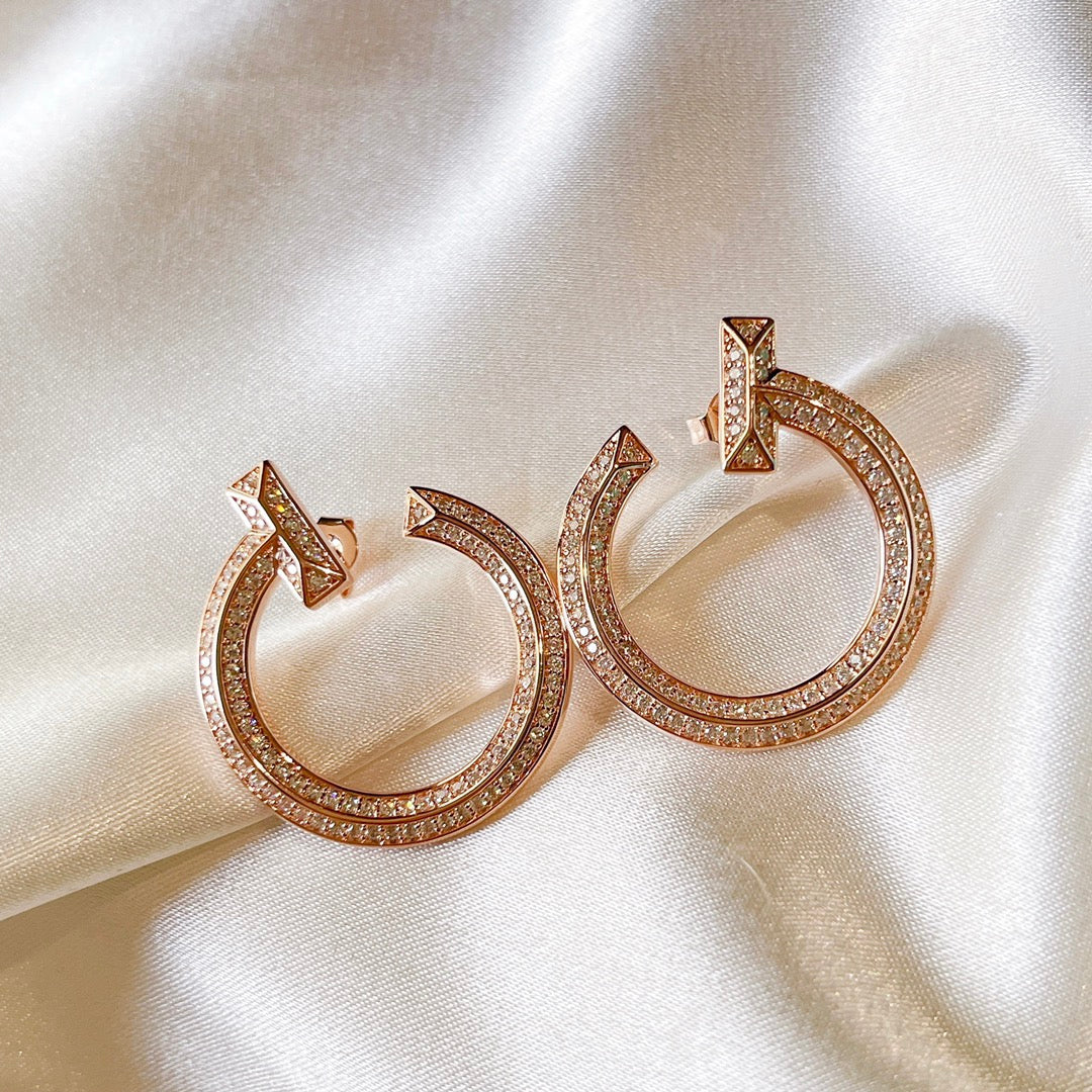 18K Tiffany T1 Open Hoop Rose Gold Earrings