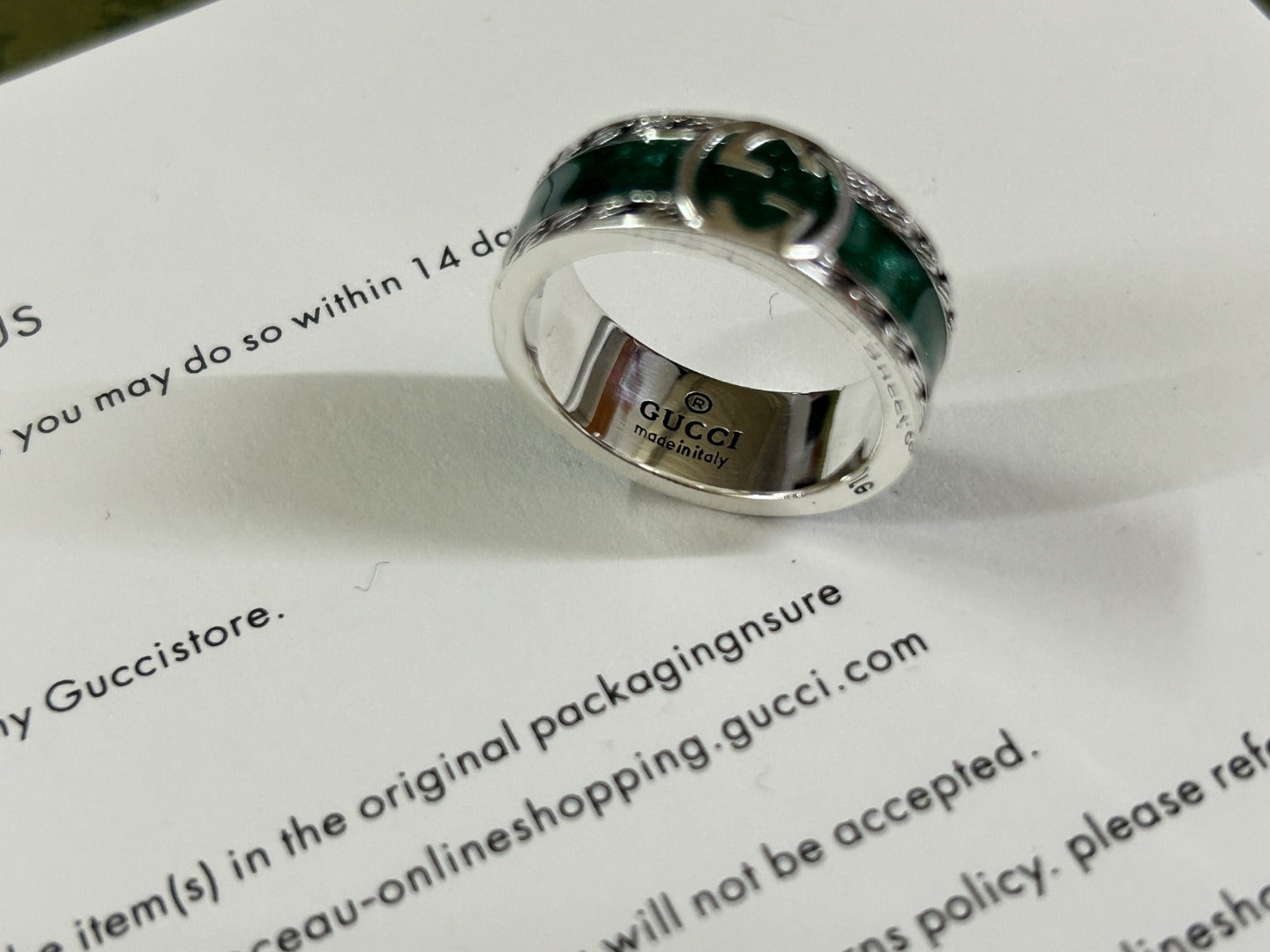 Double Gucci Interlocking Gucci Turquoise Enamel Ring