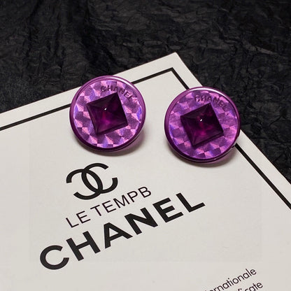18K Vintage  Chanel Purple Earrings