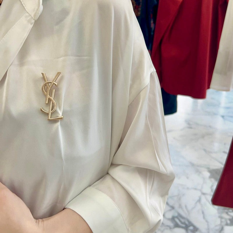 18K YSL Stripe Gold Brooch