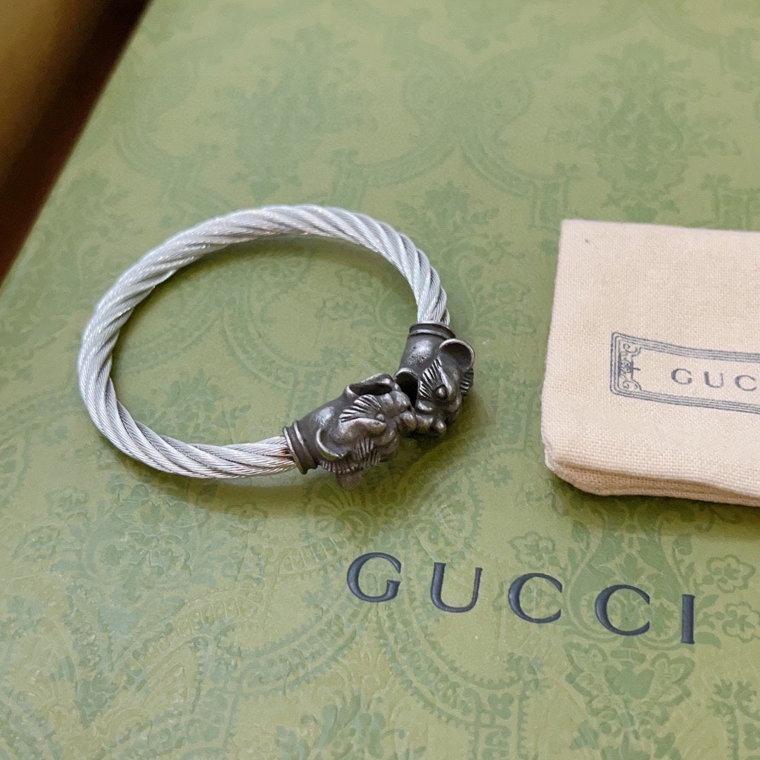 Double Gucci Double Tiger Head Vintage Bracelet