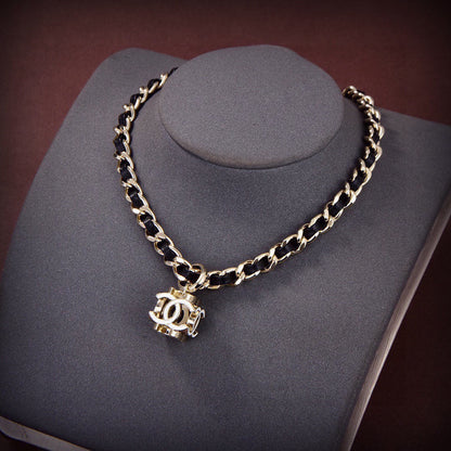 18K  Chanel Leather Choker Necklace