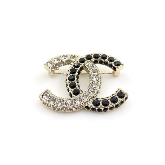 18K  Chanel Black & White Crystals Brooch